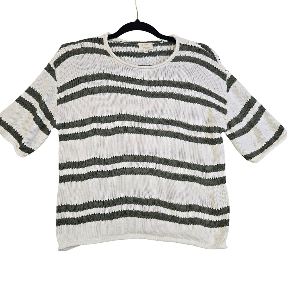 Z Supply x Evereve Womens S Striped Short Sleeve Sweater Coastal Preppy Knit - Picture 2 of 10